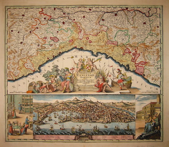 Seutter Matthaeus (1678-1757) Reipublicae Genuensis Dominium cum inclytae istius Urbis et Portus insignioribus Prospectibus Geographica et Topographica Synopsi repraesentatum... 1730 ca. Augsburg